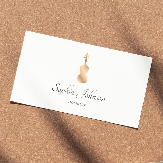 Cartão De Visita Dourada Elegante Violinista Profissional (Criador carregado)