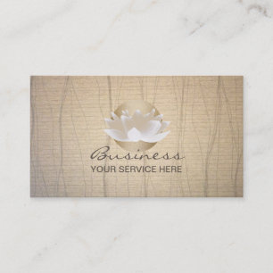 Cartão De Visita Dourada Flor de Lotus e Fundo de Zen Elegante Sun