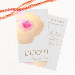 Cartão De Visita Dourada Floral Watercolor Salon Spa
