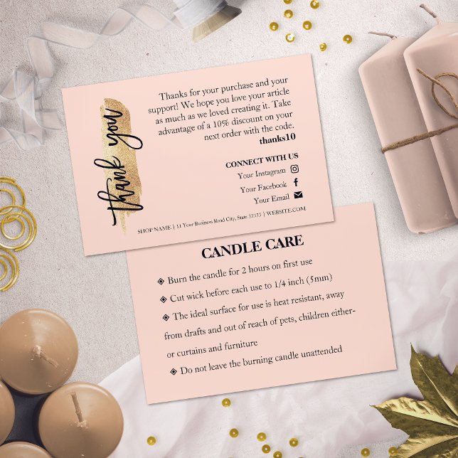 Cartão De Visita Dourada Glitter Chic Script Obrigado (Criador carregado)