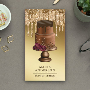 Cartão De Visita Dourada Glitter Coloca Pasta de Chocolate Personal