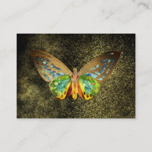 Cartão De Visita *~* Dourada Glitter Dourado da Borboleta de Aquare
