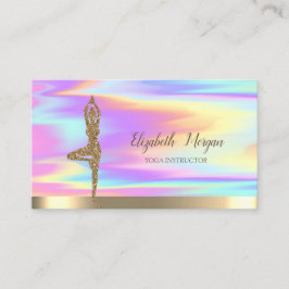 Cartão De Visita Dourada Glitter Girl Yoga Holographic