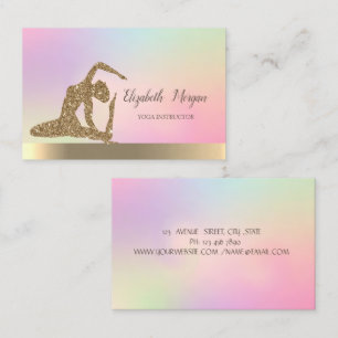 Cartão De Visita Dourada Holográfica, Yoga Girl