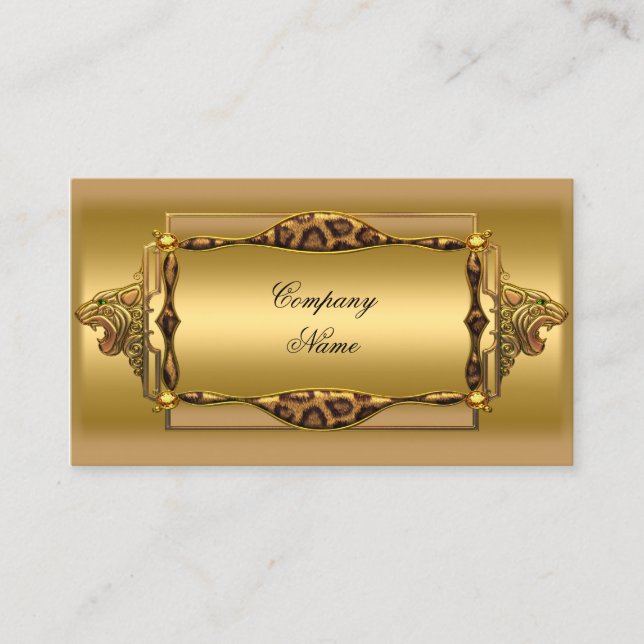 Cartão De Visita Dourada Leopardo Negro Dourado Boutique 4 (Frente)