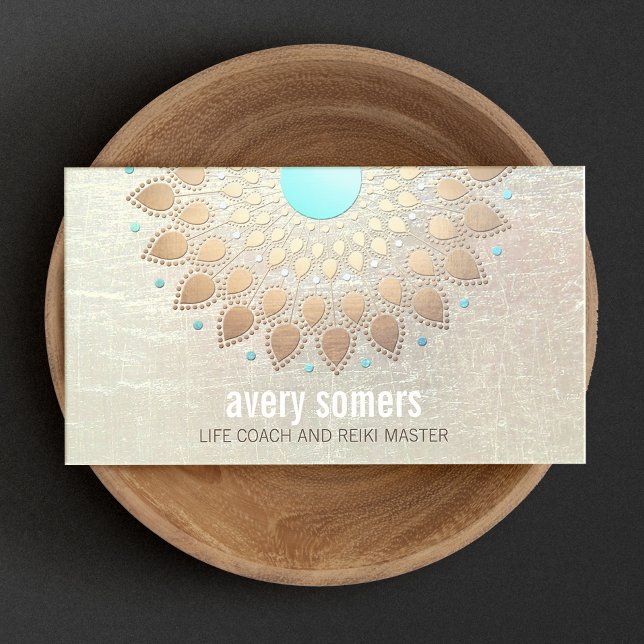 Cartão De Visita Dourada Lotus Yoga e Meditação Professora Health S (Criador carregado)