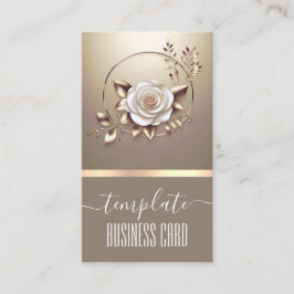 Cartão De Visita Dourada Luxury Beige Caligrafia Floral Bonito Wrea