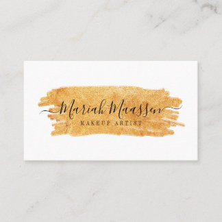 Cartão De Visita Dourada Makeup Brush Stoke da Bela Elegante e Glam