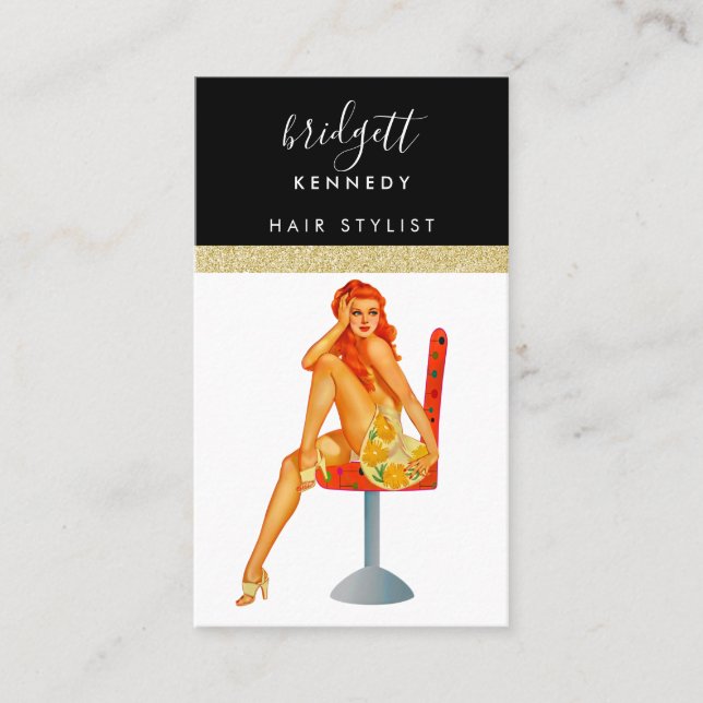 Cartão De Visita Dourada Maquiagem de Lixo Artista Salão de Cabelo (Frente)
