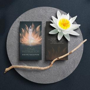 Cartão De Visita Dourada Meditação Mandala Lotus Floral e Yoga