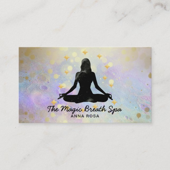 Cartão De Visita *~ Dourada Mulher-Glitter Yoga Meditação de Ioga (Frente)