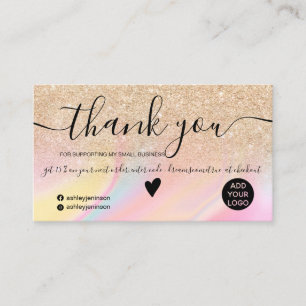 Cartão De Visita Dourada ordem de mármore do arco-íris obrigado v