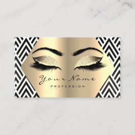 Cartão De Visita Dourada Sepia Glitter Makeup Artista Lash Black Wh