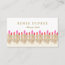 Cartão De Visita Dourada Sequin Lipstick Makeup Artist Beauty Salon
