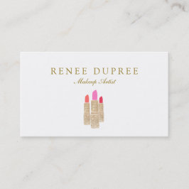 Cartão De Visita Dourada Sequin Lipstick Makeup Artista Beauty Salo