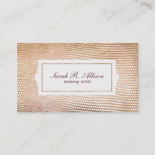 Cartão De Visita Dourada Snakeskin Makeup Artist Beaust (Frente)