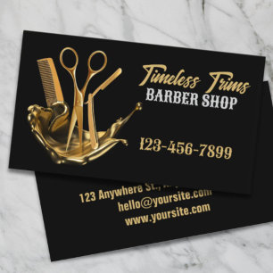 Cartão De Visita Dourada Tesoura Barbershop Hairdresser Compro Barb