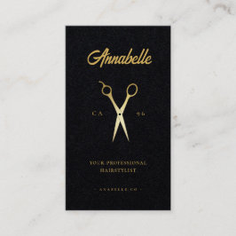 Cartão De Visita Dourada Tesoura Hairstylist Salon Barbershop Qr Co