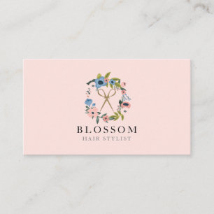 Cartão De Visita Dourada tesoura Logotipo de coroa floral Hair Styl