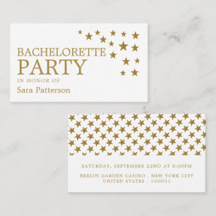 Cartão De Visita Douradas estrelas de brilho, tíquete de Festa de s