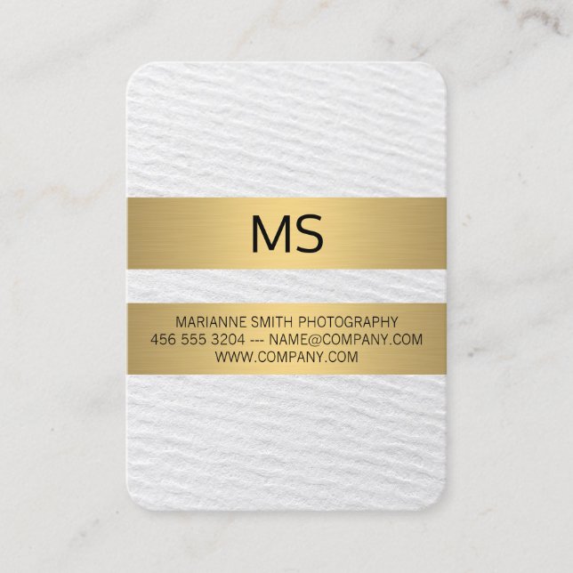 Cartão De Visita Douradas faixas metálicas/monograma/textura (Frente)