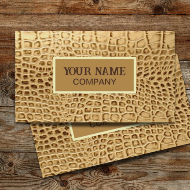 Cartão De Visita Dourado Alligator Leather do sudoeste (southwestern Gold brown Alligator Leather Business Card)