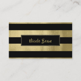 Cartão De Visita Dourado Amarelo & Listras Pretas Elegância Moderna