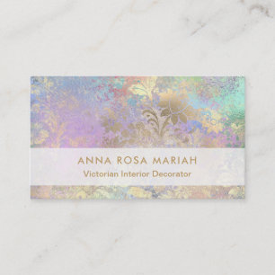 Cartão De Visita *~* Dourado Azul, Cor-de-rosa, Vintage, Damasco an