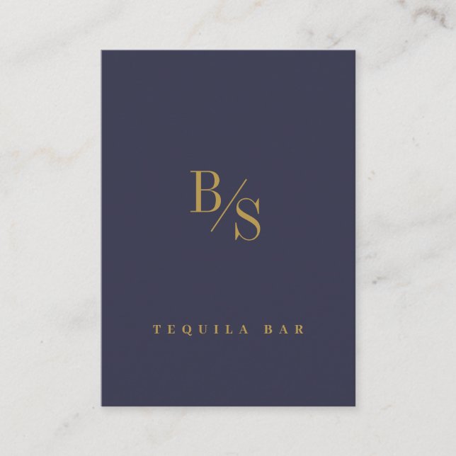 Cartão De Visita Dourado Azul Moderno Personalizado Profissional (Frente)