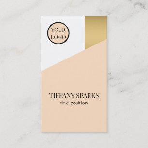 Cartão De Visita Dourado bege e branco