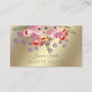 Cartão De Visita Dourado Boho elegante trendy aqucolor floral