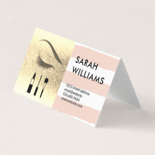 Cartão De Visita Dourado brilho Stripes Eye Lash Beauty