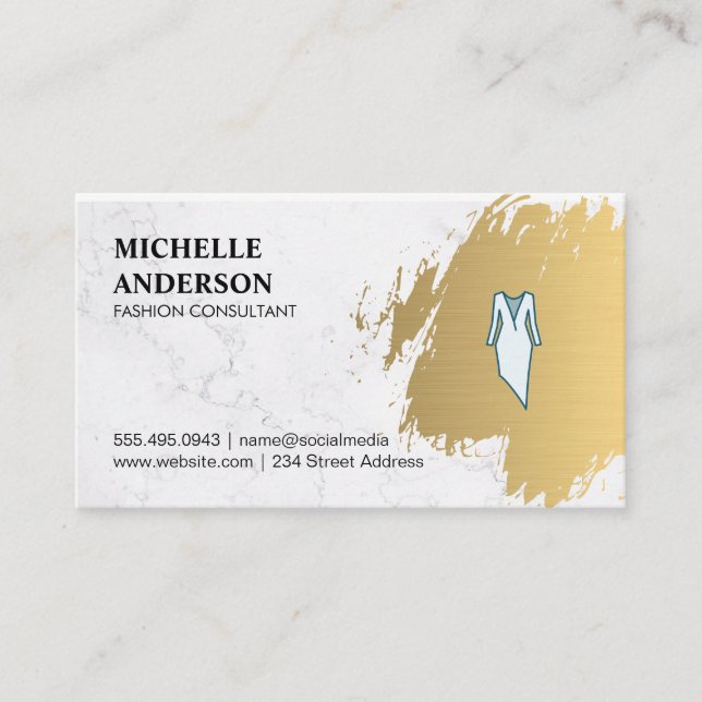 Cartão De Visita Dourado Bruto | Artista do armário | Designer de M (Frente)