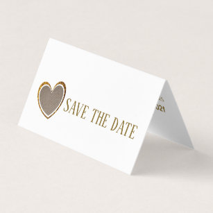 Cartão De Visita Dourado Burlap Heart, Photo Save The Date Card