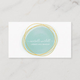 Cartão De Visita Dourado Círculo de Aquarela Monograma Texto Branco