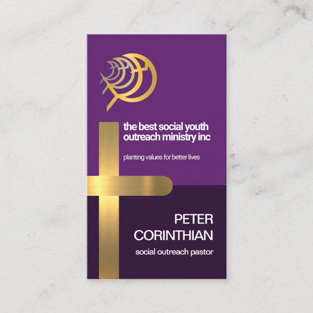 Cartão De Visita Dourado Cruzado Religioso, Ministro das Pescas Pas (Frente)