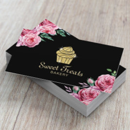Cartão De Visita Dourado Cupcake Bakery Doce Tratamentos Modernos F