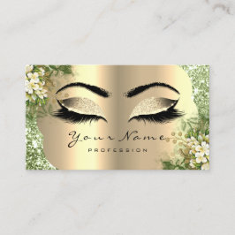 Cartão De Visita Dourado Damask Makeup Artist Lashes Floral Greener