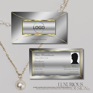 Cartão De Visita Dourado decoro Luxo Silver Luxe com logotipo e fot