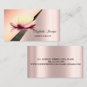 Cartão De Visita Dourado e elegante Rosa de Lotus Geométrico Modern