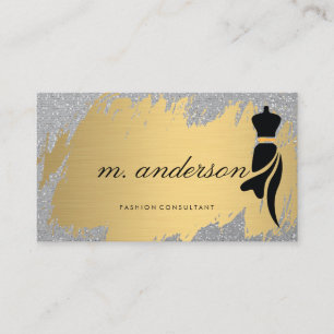 Cartão De Visita Dourado Escovado   Brilho Glitter   Moda