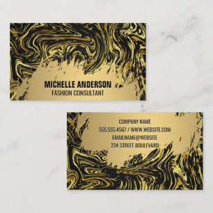 Cartão De Visita Dourado escovado  Textura em mármore