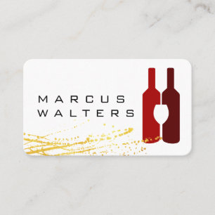 Cartão De Visita Dourado espaçador   Garrafas de vinho e logótipo d