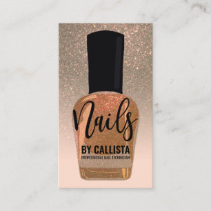 Cartão De Visita Dourado Glitter Gradient Nail Technician Polonês N