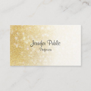 Cartão De Visita Dourado Glitter Script Manuscrito Elegante Moderno