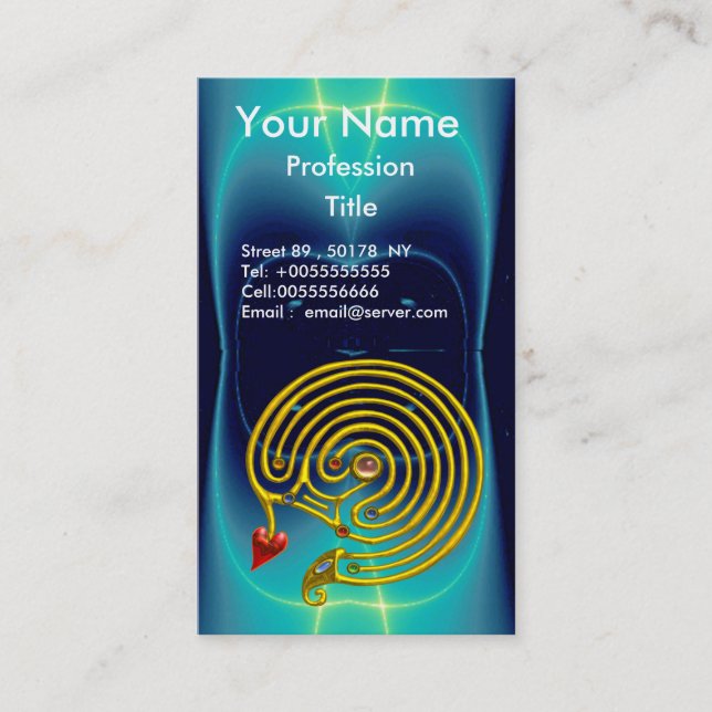 CARTÃO DE VISITA DOURADO HÍPER LABYRINTH/ONDAS DE LUZ AZUL AQUA TEA (Frente)
