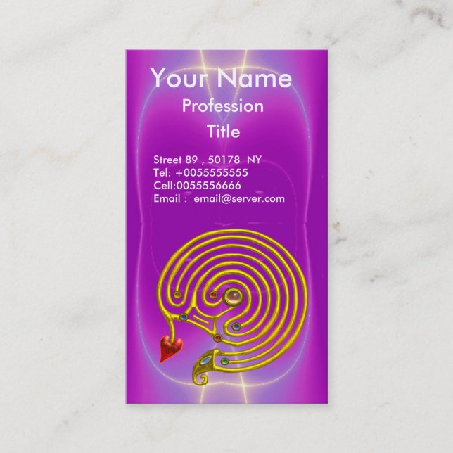 CARTÃO DE VISITA DOURADO HÍPER LABYRINTH/ONDAS LUMINOSAS DE FUCHSIA (Frente)