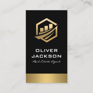 Cartão De Visita Dourado ícone Real Estate Lux Dourado Trim