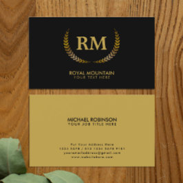 Cartão De Visita Dourado Laurel Folaves | Elegante Inicial a Preto