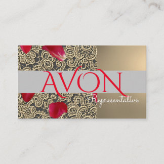 Cartão De Visita Dourado local e Rosas personalizados Avon